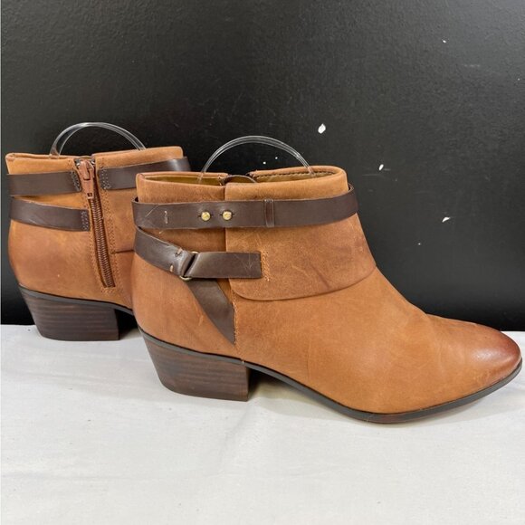 Clarks Shoes - Clarks Womens Tan Ankle Heel Boots Size 8.5M SKU 6601